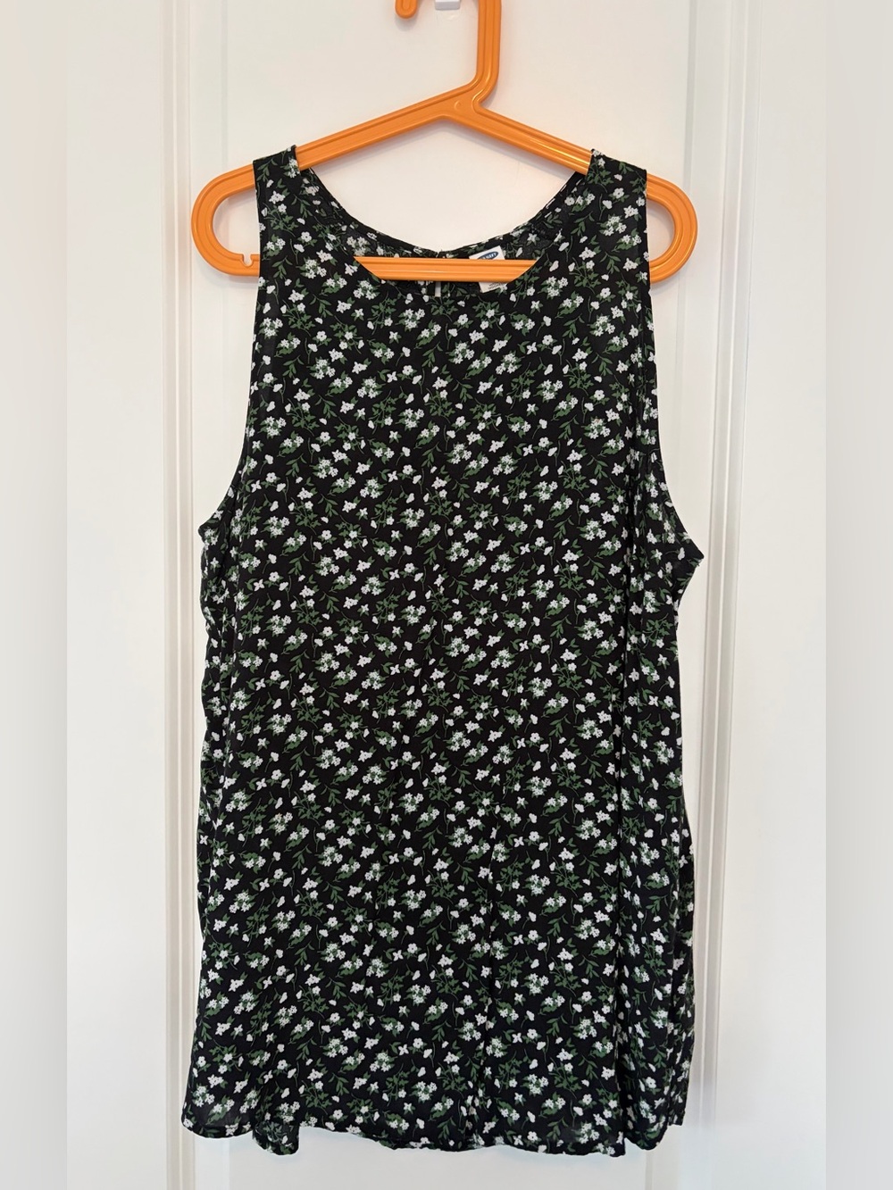 Old Navy Black Floral Tank with White Flowers